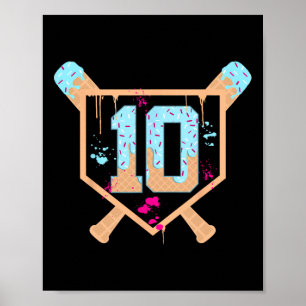 Bysebyll 10 Year Old Ice Cream Drip 10th Birthday Poster