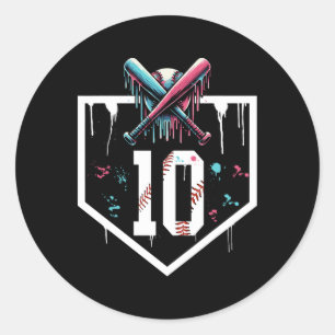 Bysebyll 10th Birthday Home Plate Boy Youth Ten 10 Classic Round Sticker