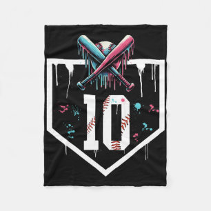 Bysebyll 10th Birthday Home Plate Boy Youth Ten 10 Fleece Blanket