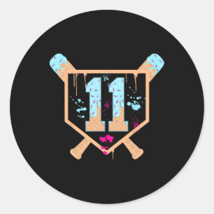 Bysebyll 11 Year Old Ice Cream Drip 11th Birthday Classic Round Sticker