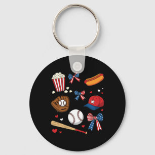 Bysebyll 4th Of July Coquette Bow Women Girls Byse Key Ring