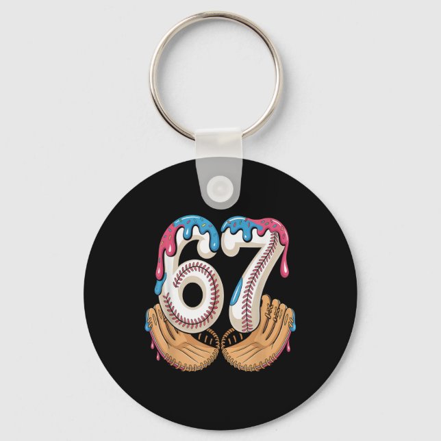 Bysebyll 67 - Ice Cream Drip 67 Meme Funny Player  Key Ring (Front)