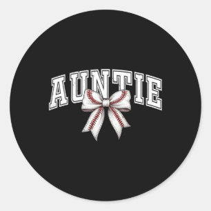 Bysebyll Auntie Coquette Bow Game Day Mother's Day Classic Round Sticker