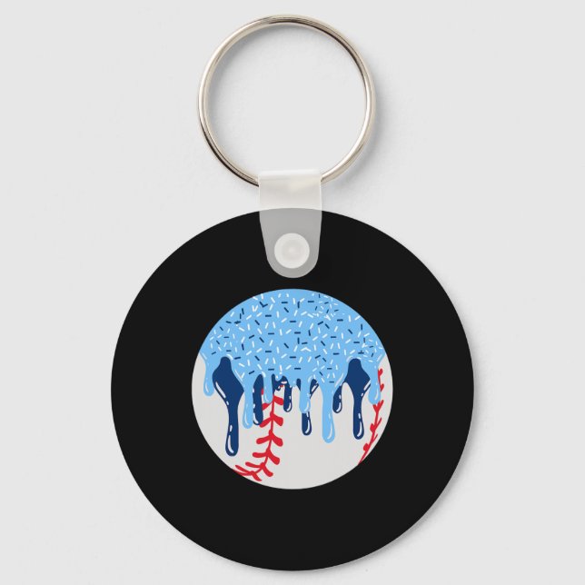 Bysebyll Blue Ice Cream Drip With Sprinkles Drip  Key Ring (Front)
