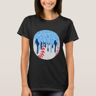Bysebyll Blue Ice Cream Drip With Sprinkles Drip T-Shirt