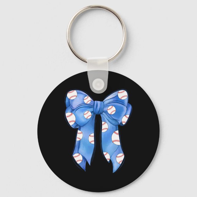 Bysebyll Coquette Bow Funny Bysebyll Blue Team  Key Ring (Front)