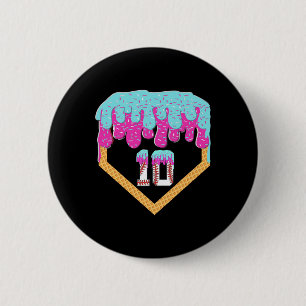 Bysebyll Drip 10 Year Old Ice Cream 10th Birthday 6 Cm Round Badge