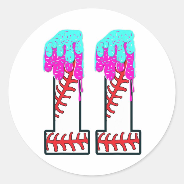 Bysebyll Drip 11 Year Old 11th Birthday Boy Jersey Classic Round Sticker (Front)