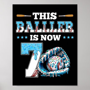 Bysebyll Drip 7th Birthday Party Boy Sport Fan 7 Y Poster