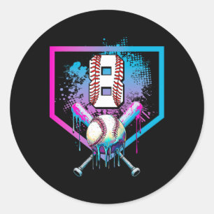 Bysebyll Drip 8th Birthday Home Plate Boys Youth 8 Classic Round Sticker