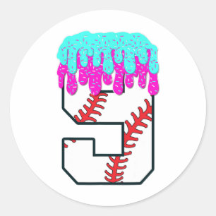 Bysebyll Drip 9 Year Old 9th Birthday Boy Jersey N Classic Round Sticker