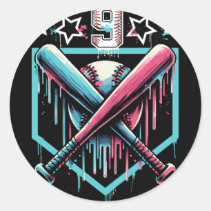 Bysebyll Drip 9th Birthday Boys Number 9 Youth 9 Y Classic Round Sticker