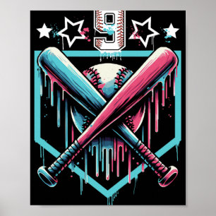 Bysebyll Drip 9th Birthday Boys Number 9 Youth 9 Y Poster