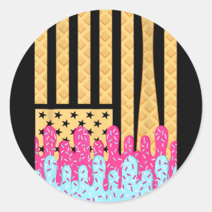 Bysebyll Drip Byt Boys Dripping Ice Cream American Classic Round Sticker