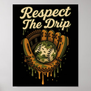 Bysebyll Drip Camo Bysebyll Glove Boys Sports Cool Poster