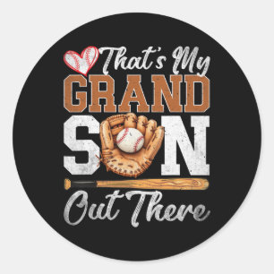 Bysebyll Grandma That's My Grandson Out There Moth Classic Round Sticker