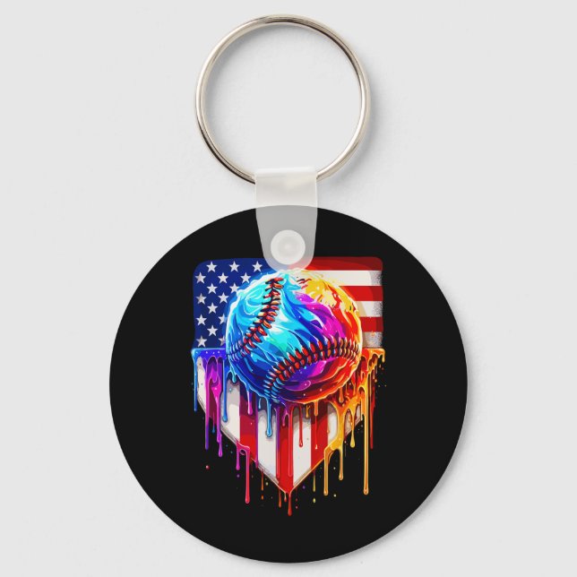 Bysebyll Ice Cream American Flag Drip  Key Ring (Front)