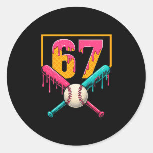Bysebyll Ice Cream Drip Number 67 Player 67th Birt Classic Round Sticker