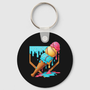 Bysebyll Ice Cream Dripping Funny Bysebyll Men Kid Key Ring