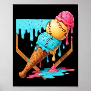 Bysebyll Ice Cream Dripping Funny Bysebyll Men Kid Poster