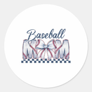 Bysebyll Mama Coquette Bow Game Day Bysebyll Mum M Classic Round Sticker