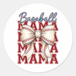 Bysebyll Mama Coquette Bow Game Day Bysebyll Mum M Classic Round Sticker