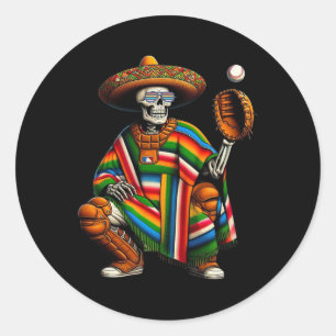 Bysebyll Skeleton Mexican Sombrero Cinco De Mayo B Classic Round Sticker