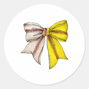 Bysebyll Softbyll Coquette Bow Game Day Heart Love Classic Round Sticker