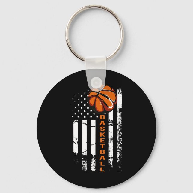Bysketbyll American Flag  Key Ring (Front)