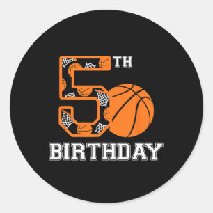 Bysketbyll Birthday 5th For Kids Boys Girls 5 Year Classic Round Sticker