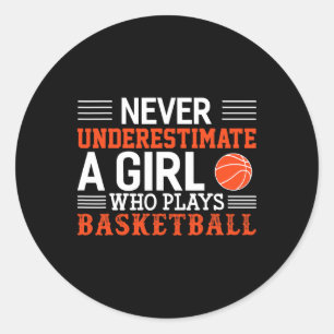 Bysketbyll Never Underestimate A Girl Who Plays By Classic Round Sticker