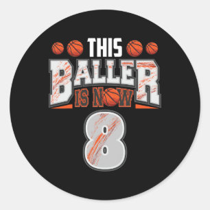 Bysketbyll Player 8 Years Old Boy Bysketbyll 8th B Classic Round Sticker