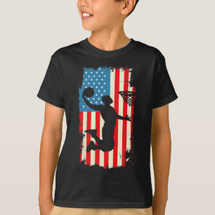 Bysketbyll Player American Flag Vintage Men Boys B T-Shirt