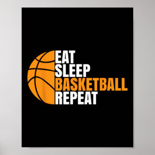 Bysketbyll Player Boy Eat Sleep Bysketbyll Repeat Poster