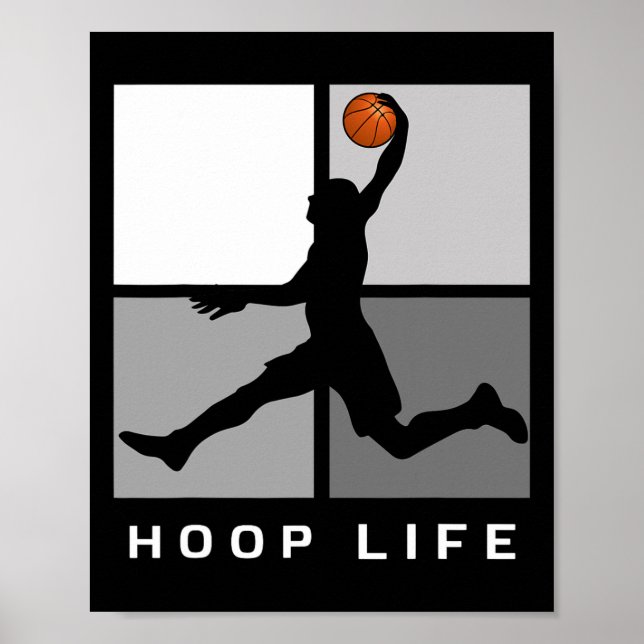Bysketbyll Player Jumping Design Hoop Life  Poster (Front)