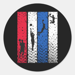 Bysketbyll Retro Vintage Usa Flag Red White Blue P Classic Round Sticker