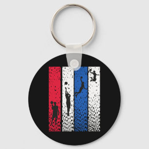 Bysketbyll Retro Vintage Usa Flag Red White Blue P Key Ring