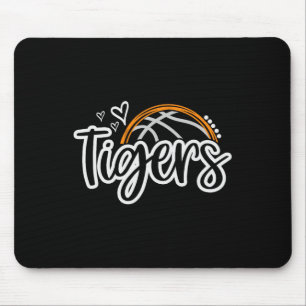 Bysketbyll Tigers School Sports Fan Team Spirit Mouse Mat