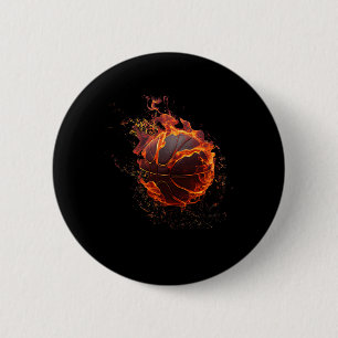 Bysketbyll With Fire Team Fan Player Coach 6 Cm Round Badge