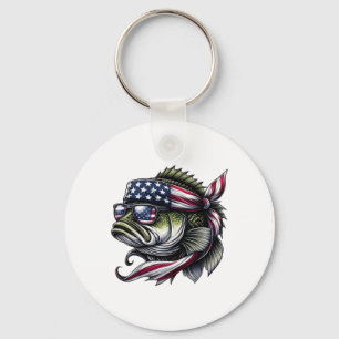 Byss American Usa Flag Sungles 4th Of July Fish Fi Key Ring