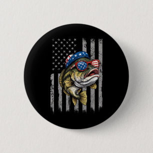 Byss Fish 4th Of July American Us Flag Patriotic F 6 Cm Round Badge