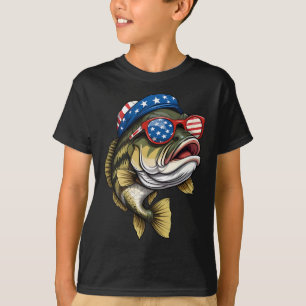 Byss Fish 4th Of July American Us Flag Patriotic F T-Shirt