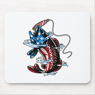 Byss Fishing American Flag Fish Funny Fathers Day Mouse Mat