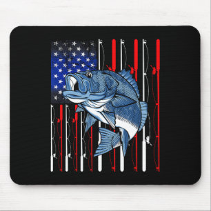 Byss Fishing American Flag Patriotic Fishing Fishe Mouse Mat