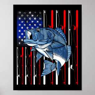 Byss Fishing American Flag Patriotic Fishing Fishe Poster