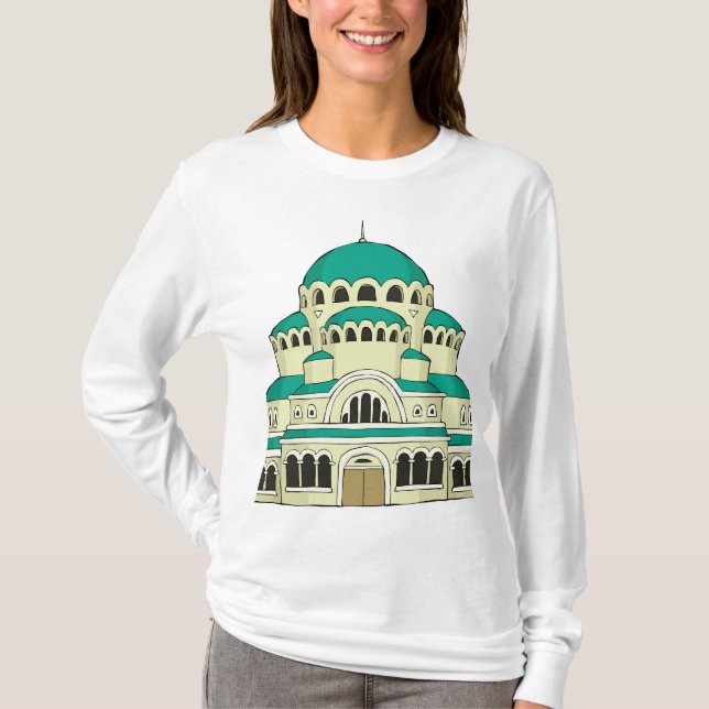 Byzantine Architecture Teal Dome Cathedral T-Shirt (Front)