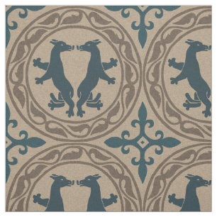 Byzantine Beasts Blue and Tan Fabric