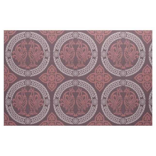 Byzantine Birds, Cranberry Red Fabric (Fat Quarter)