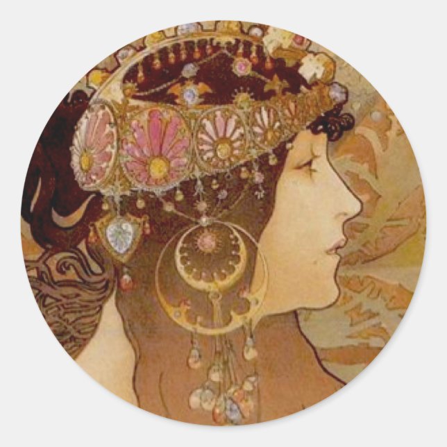 Byzantine Brunette, 1897 Classic Round Sticker (Front)