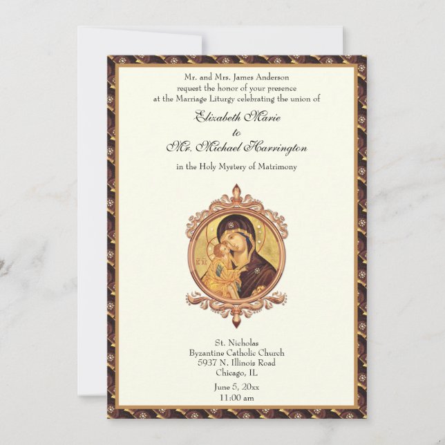 Byzantine Catholic Virgin Mary Wedding Combo Invitation (Front)